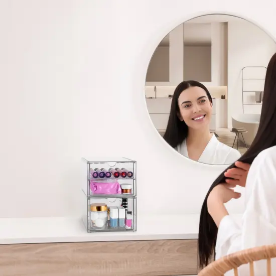 Sorbus 3 Drawers Acrylic Organizer for Makeup, Organization and Storage, Art Supplies, Jewelry, Stationary - 2 Pcs Clear Stackable Storage Drawers {6}