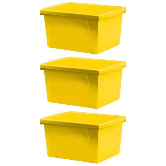 4 Gallon Classroom Storage Bin, Yellow, Pack of 3 {1}