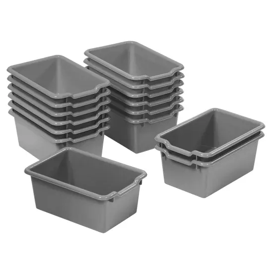 Scoop Front Storage Bins, Multipurpose Organization, 15-Pack Dark Grey {1}