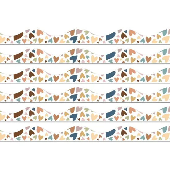 Magnetic Scallop Border, 12" x 1", Everyone Is Welcome Hearts, 12 Feet Per Pack, 6 Packs {1}