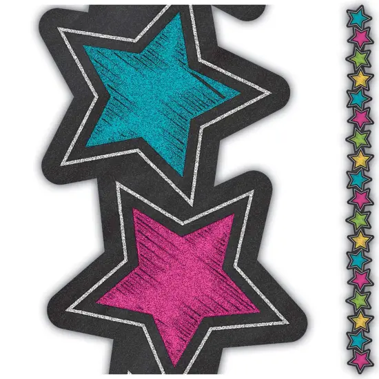 Chalkboard Brights Stars Die-Cut Border Trim, 35 Feet Per Pack, 6 Packs {3}