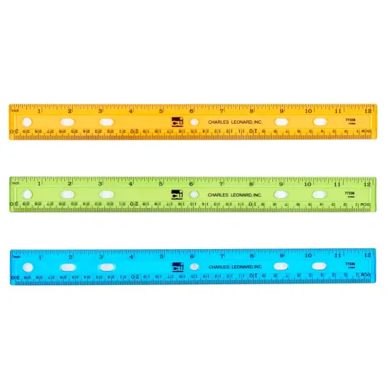 Plastic 12" Ruler, Flat, Translucent Assorted Colors, Pack of 36 {2}