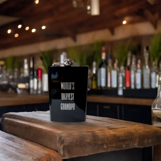 8oz BLACK World's Okayest Grandpa Flask {3}