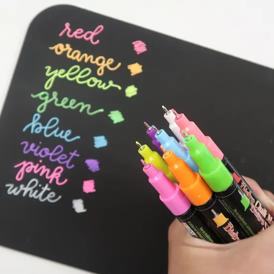 Bistro Chalk Markers, Extra Fine Tip 4-Color Set, Fluorescent Pink, Blue, Green, Yellow, 2 Sets {4}