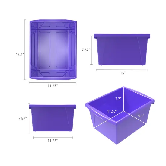 4 Gallon Classroom Storage Bin, Purple, Pack of 3 {3}