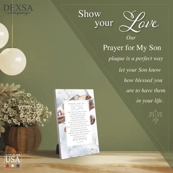 Prayer For My Son Wood Plaque with Easel and Hook Wall Tabletop Art - 6 inches x 9 inches {4}