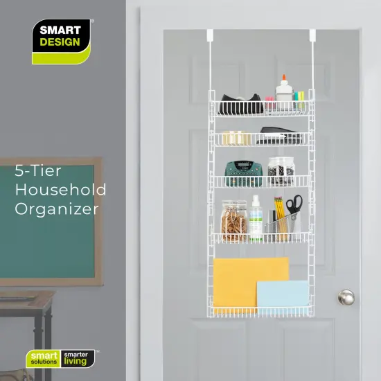 Smart Design Over The Door Pantry Organizer Rack with 5 Adjustable Shelves - White {6}