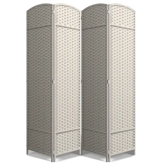 Sorbus 4 Panel Room Divider Panel, 6 ft. Tall Extra Wide Double Hinged Panels - Folding Privacy Screens Beige {7}