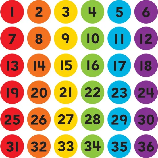 Spot On&reg; Numbers 1&ndash;36 Carpet Markers, 4" {1}