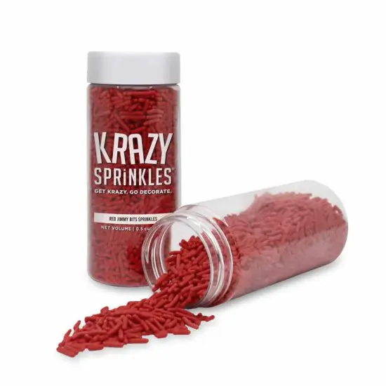 Krazy Sprinkles - Red Jimmies (1/2 Cup, 1x Jar) for Cakes, Ice Cream & Cookies {2}