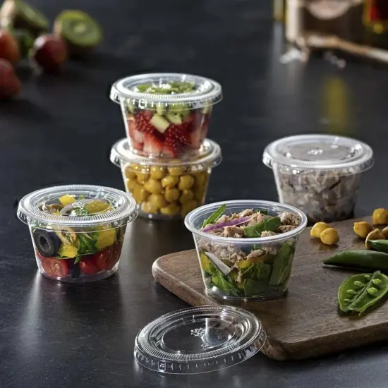 4 oz Plastic Clear Disposable Portion Cups with Lids {5}