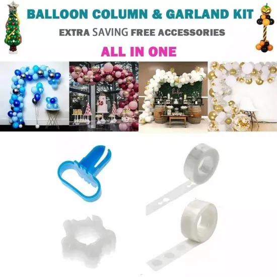2 Set Balloon Column Stand Kit with Metal Pole & Water Bases {3}
