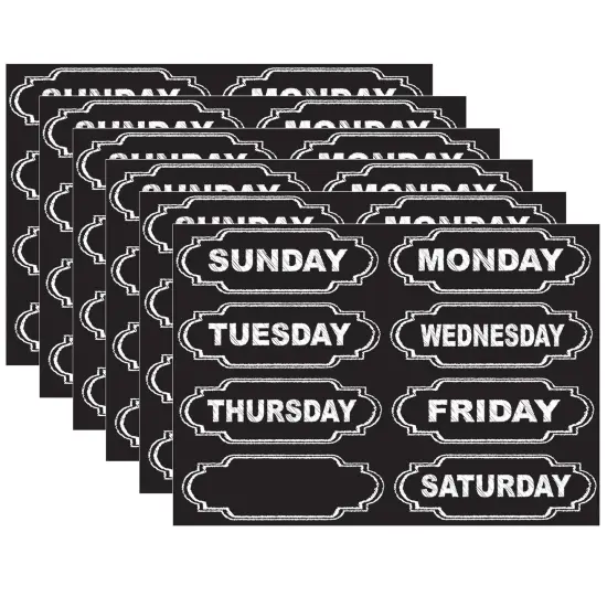 Die-Cut Chalkboard Days of the Week Magnets, 8 Per Pack, 6 Packs {1}