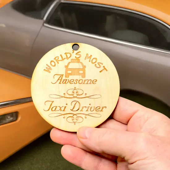 Worlds most Awesome Taxi Driver - Ornament - Raw Wood {5}