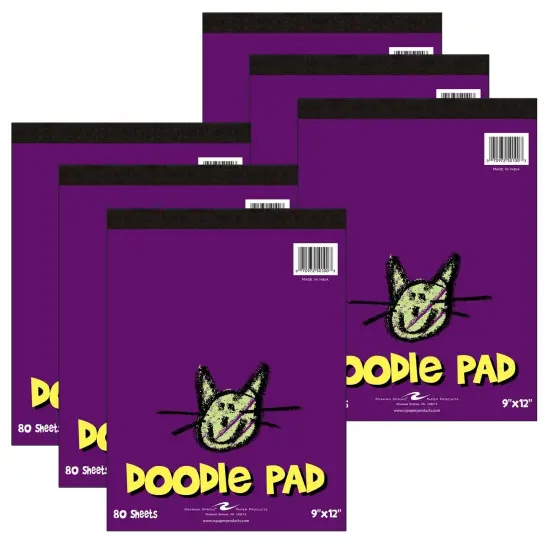Kid's Doodle Pad, 9" x 12", 80 Sheets, Pack of 6 {1}