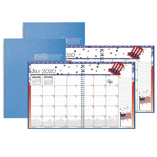 Academic Seasonal Monthly Calendar Planner, 12 Months July-June, 7" x 10", Pack of 2 {1}