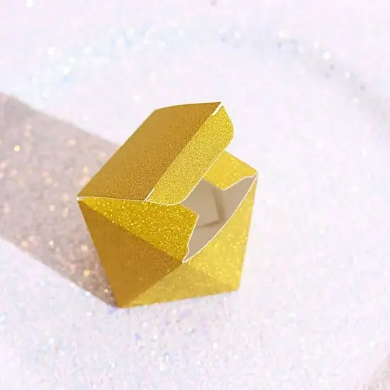 25 GOLD 3" Glittered Geometric FAVOR BOXES Gift Holders {1}