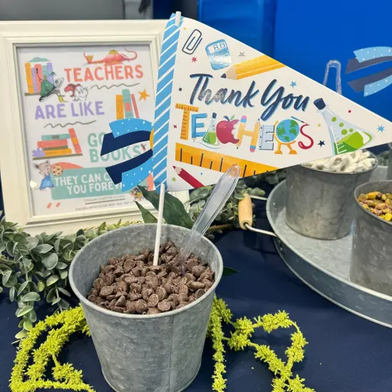 Big Dot of Happiness Thank You Teachers - Triangle Teacher Appreciation Photo Props - Pennant Flag Centerpieces - Set of 20 {3}