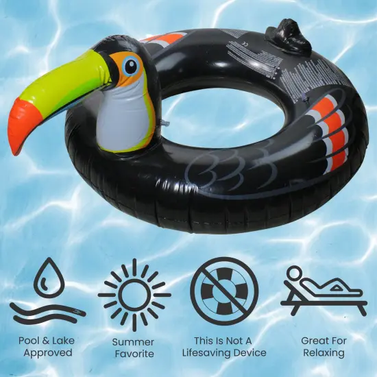 Pool Central 41" Inflatable Jumbo Tropical Toucan Pool Ring Float Black {7}