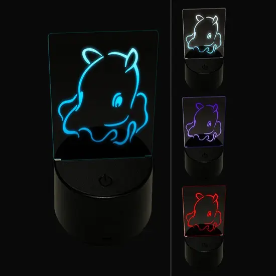 Adorable Sweet Umbrella Octopus 3D Illusion LED Night Light Sign Nightstand Desk Lamp {1}