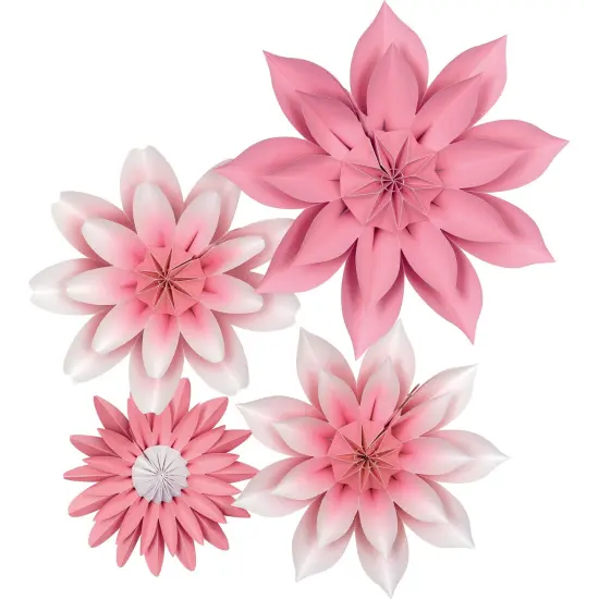 Pink Blossoms Paper Flowers, Pack of 4 {1}