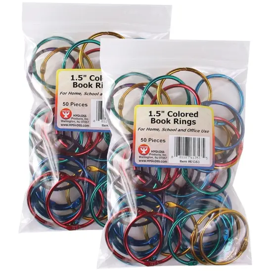 Book Rings, 1-1/2 Inch, 50 Per Pack, 2 Packs {1}