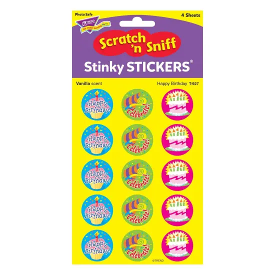 Happy Birthday/Vanilla Stinky Stickers&reg;, 60 Per Pack, 6 Packs {3}