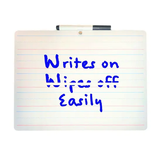 Two-Sided Primary Ruled/Blank Dry Erase Board with Attached Marker, 9" x 12", Pack of 3 {2}