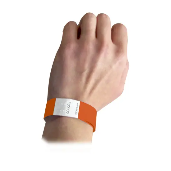 DuPont&trade; Tyvek&reg; Security Wristbands, Orange, 100 Per Pack, 2 Packs {2}