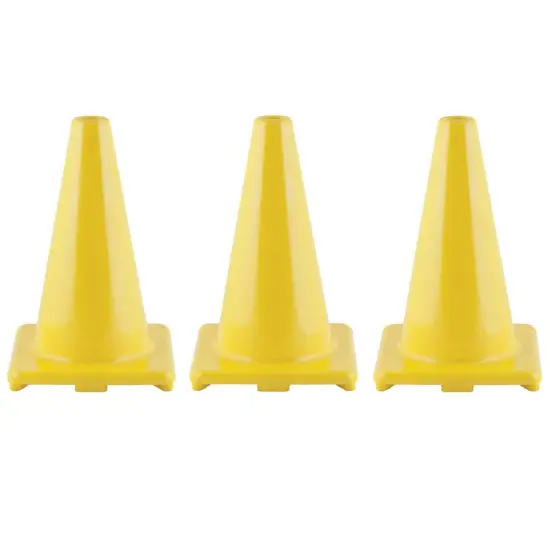 Hi-Visibility Flexible Vinyl Cone, 12", Yellow, Pack of 3 {1}