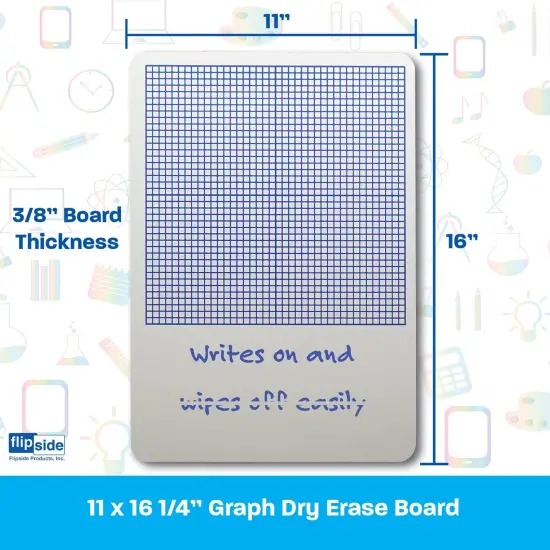 1/4" Graph Dry Erase Board, 11" x 16", Pack of 12 {3}