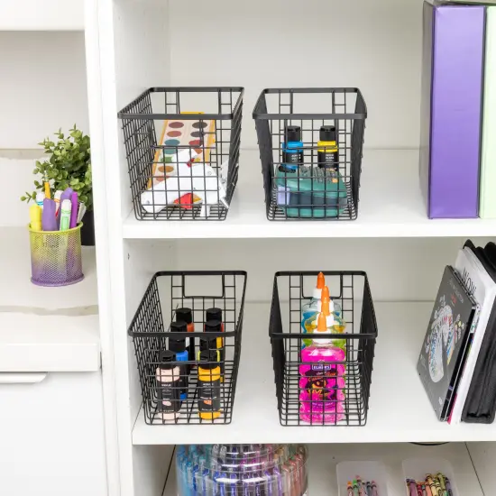 Smart Design Nestable Basket Organizer with Handles - Steel - 6 x 12 x 6 - Black- Set of 4 {2}