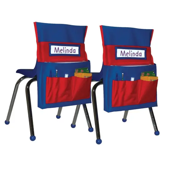 Chairback Buddy&trade; Pocket Chart, Blue/Red, Pack of 2 {1}