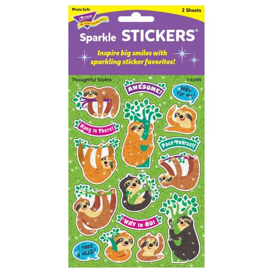 Thoughtful Sloths Sparkle Stickers&reg;, 32 Per Pack, 6 Packs {2}