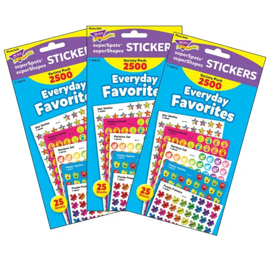 Everyday Favorites superSpots&reg;/superShapes Variety Pack, 2500 Per Pack, 3 Packs {1}