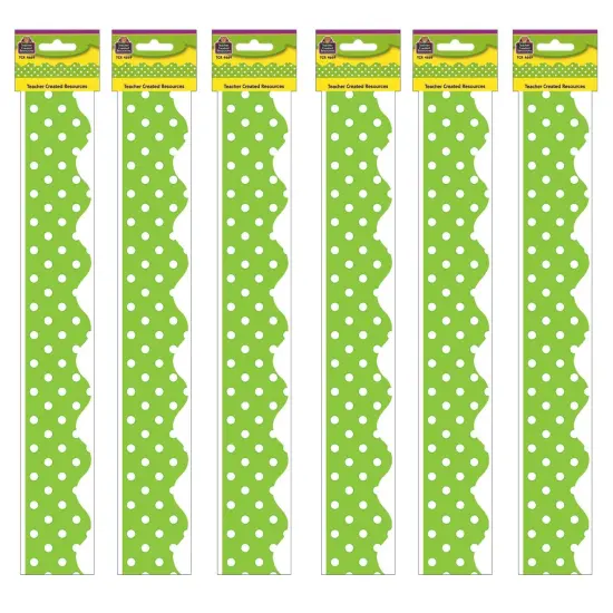 Lime Mini Polka Dots Border Trim, 35 Feet Per Pack, 6 Packs {1}
