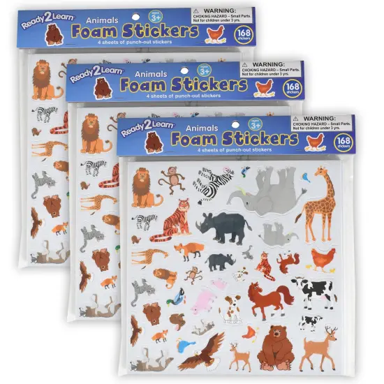 Foam Stickers - Animals - 168 Per Pack - 3 Packs {1}