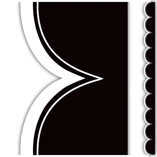 Black with White Scalloped Die-Cut Border Trim, 35 Feet Per Pack, 6 Packs {3}
