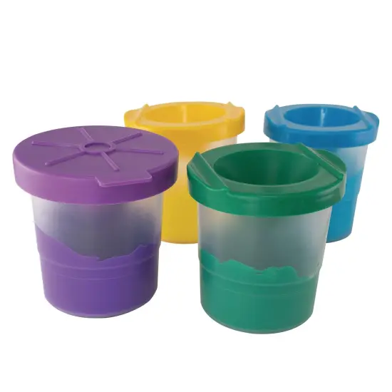 No-Spill Round Paint Cups with Colored Lids, 3" Dia., 10 Per Pack, 2 Packs {2}