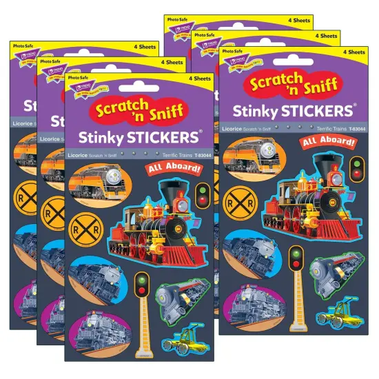 Terrific Trains/Licorice Mixed Shapes Stinky Stickers&reg;, 40 Per Pack, 6 Packs {1}