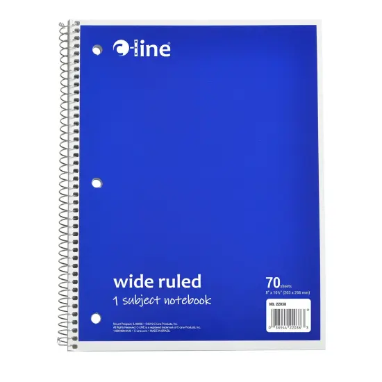 1-Subject Notebook, 70 Page, Wide Ruled, Blue, Pack of 12 {2}