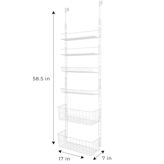 Smart Design Over The Door Pantry Organizer Rack with 6 Adjustable Shelves - White {4}