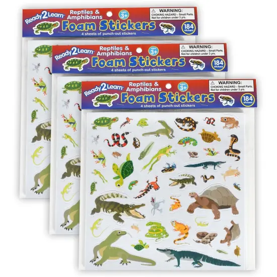 Foam Stickers - Reptiles and Amphibians - 184 Per Pack - 3 Packs {1}