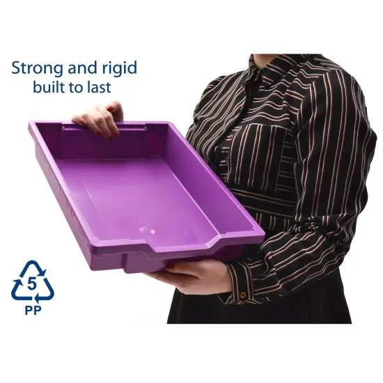 Shallow F1 Tray, Plum Purple, 12.3" x 16.8" x 3", Heavy Duty School, Industrial & Utility Bins, Pack of 8 {3}