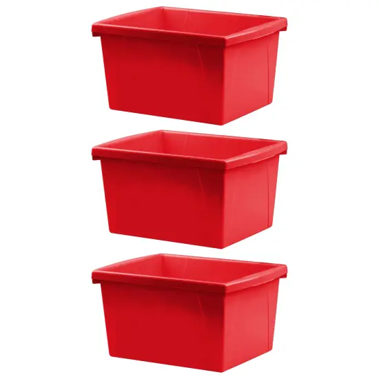4 Gallon Classroom Storage Bin, Red, Pack of 3 {1}