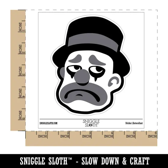 Sad Grayscale Monotone Clown Top Hat Waterproof Vinyl Phone Tablet Laptop Water Bottle Sticker Set - 5 Pack {1}