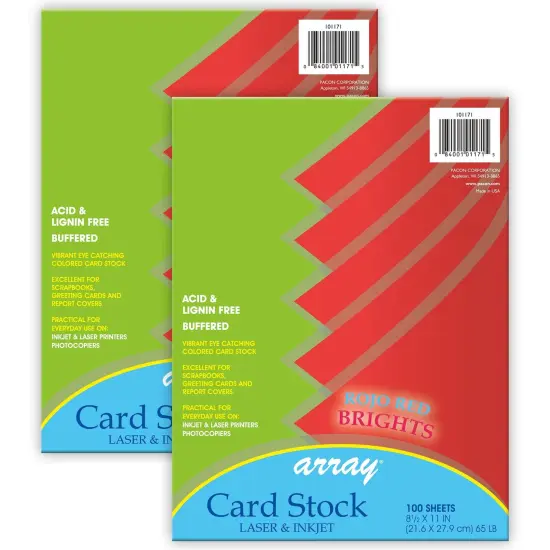 Card Stock, Rojo Red, 8-1/2" x 11", 100 Sheets Per Pack, 2 Packs {1}