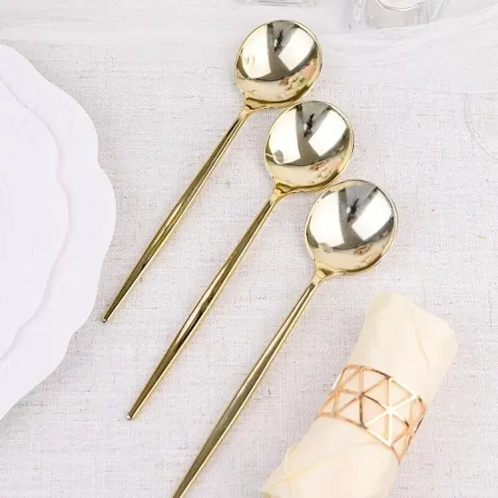 24 GOLD 8" Heavy Duty Plastic Spoons {3}