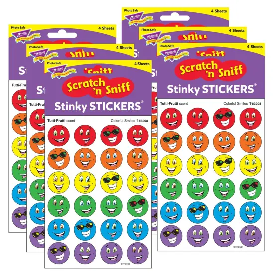 Colorful Smiles/Tutti-Frutti Stinky Stickers&reg;, 96 Per Pack, 6 Packs {1}