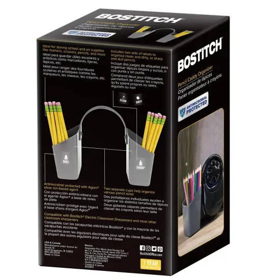 Antimicrobial Classroom Pencil Caddy with Handle, Gray {5}